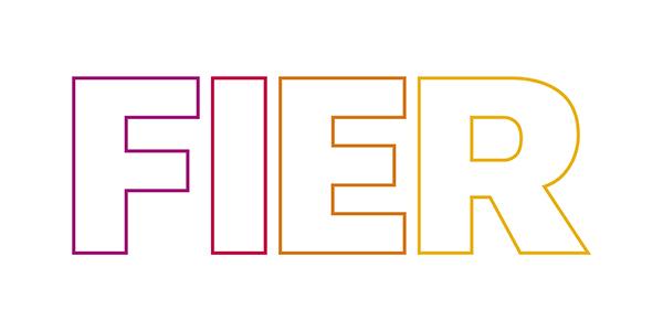 FIER logo 4 verschillende gekleurde letters op een witte achtergrond